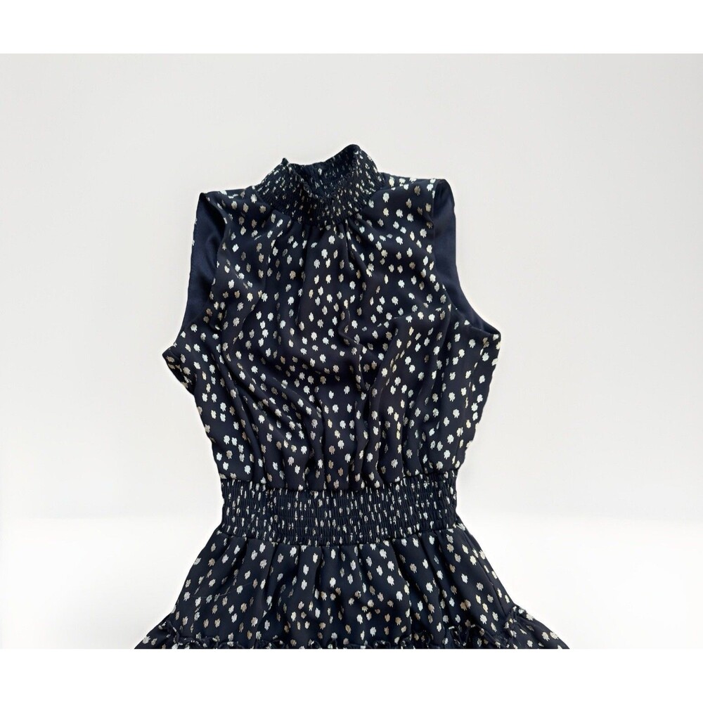 MSK Petite Black Tiered Halter Dress Gold Polka Dots Sz PS Coquette Whimsygoth - Picture 3 of 16